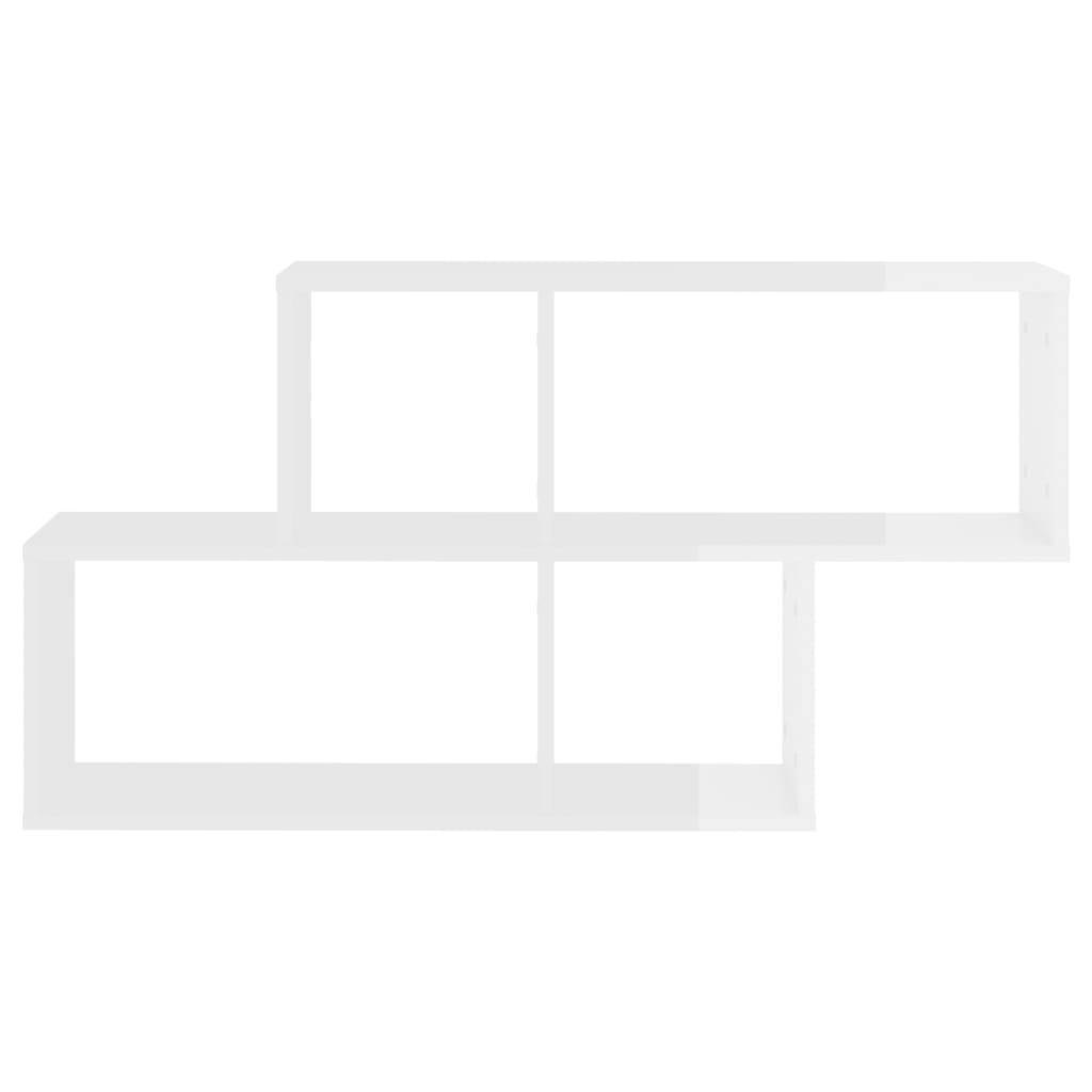 vidaXL Ραφιέρα Τοίχου Γυαλιστερό Λευκό 100x18x53 εκ. από Μοριοσανίδα