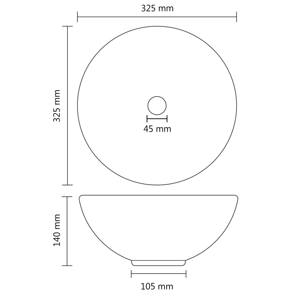 vidaXL Νιπτήρας Πολυτελής Στρογγυλός Κρεμ Ματ 32,5x14 εκ. Κεραμικός