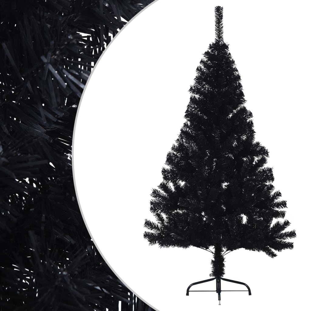 vidaXL Χριστουγεννιάτικο Δέντρο Τεχνητό Μισό Με Βάση Μαύρο 150 εκ. PVC
