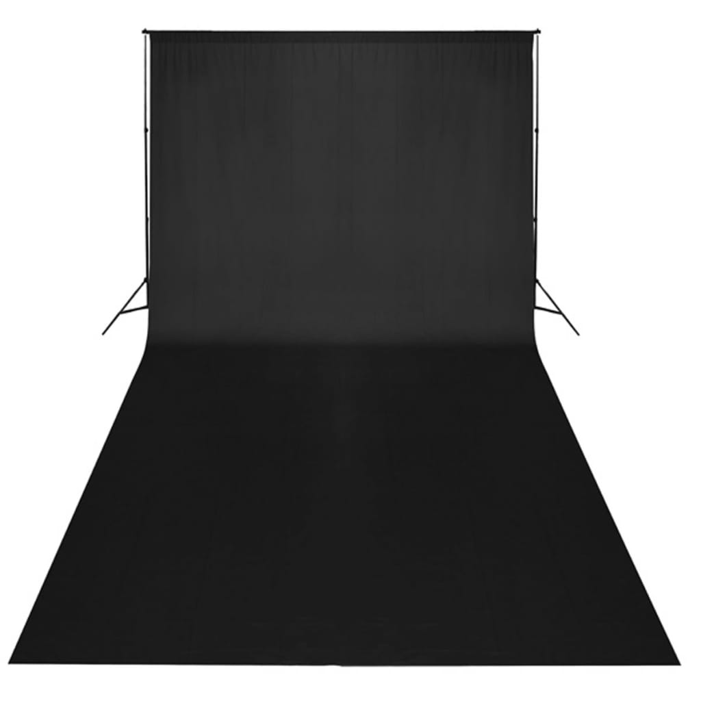 vidaXL Σετ Studio: Σύστημα Φόντου Μαύρο 600 x 300 εκ. & Φωτισμός