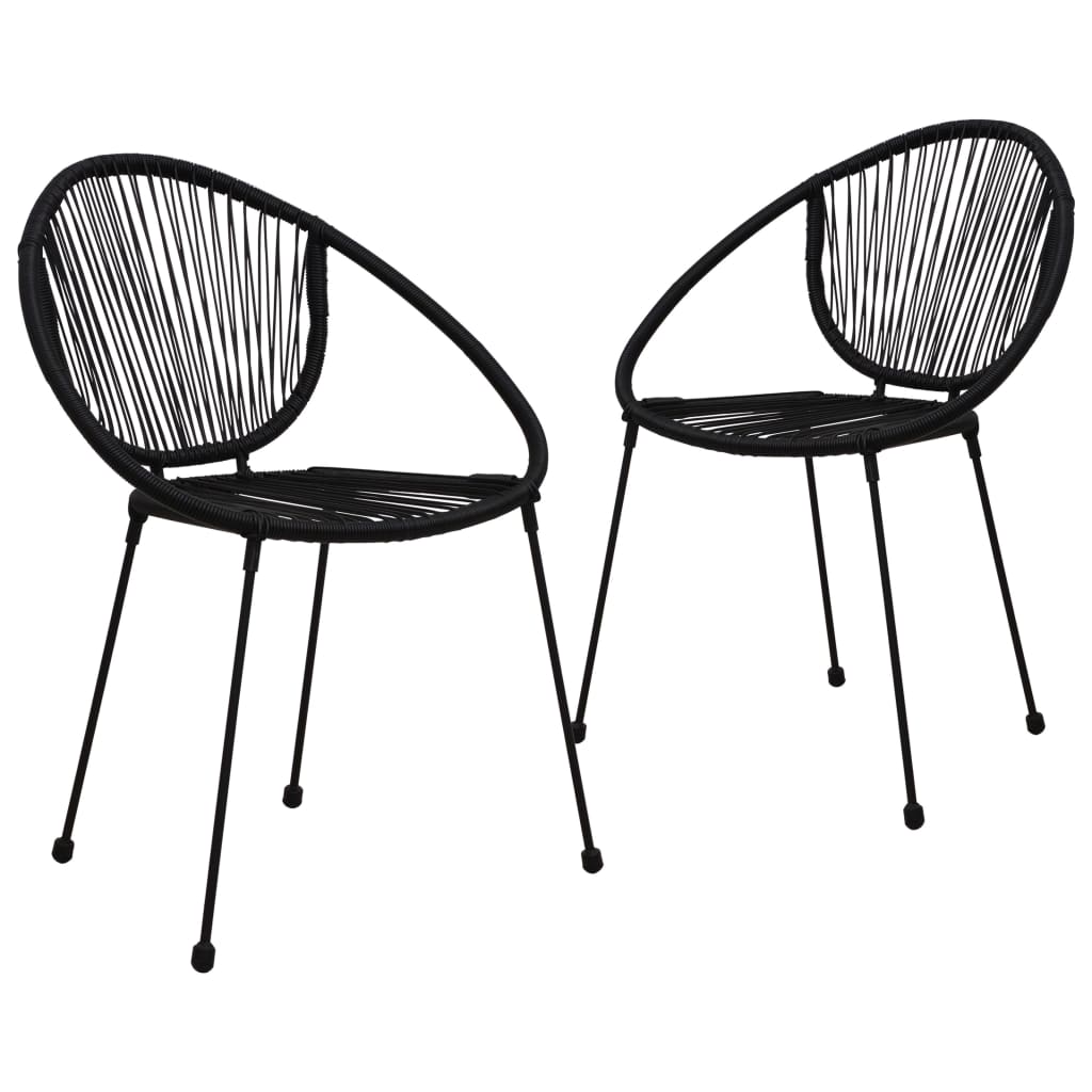 vidaXL Καρέκλες Κήπου 2 τεμ. Μαύρες από Ρατάν PVC