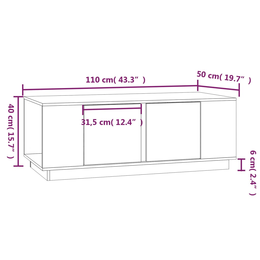 vidaXL Τραπεζάκι Σαλονιού Γκρι 110 x 50 x 40 εκ. από Μασίφ Ξύλο Πεύκου