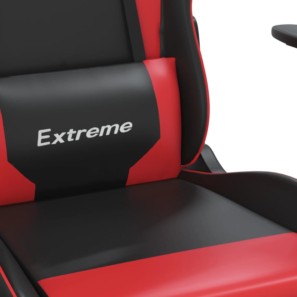 vidaXL Καρέκλα Gaming Μασάζ Μαύρο/Κόκκινο από Συνθετικό Δέρμα