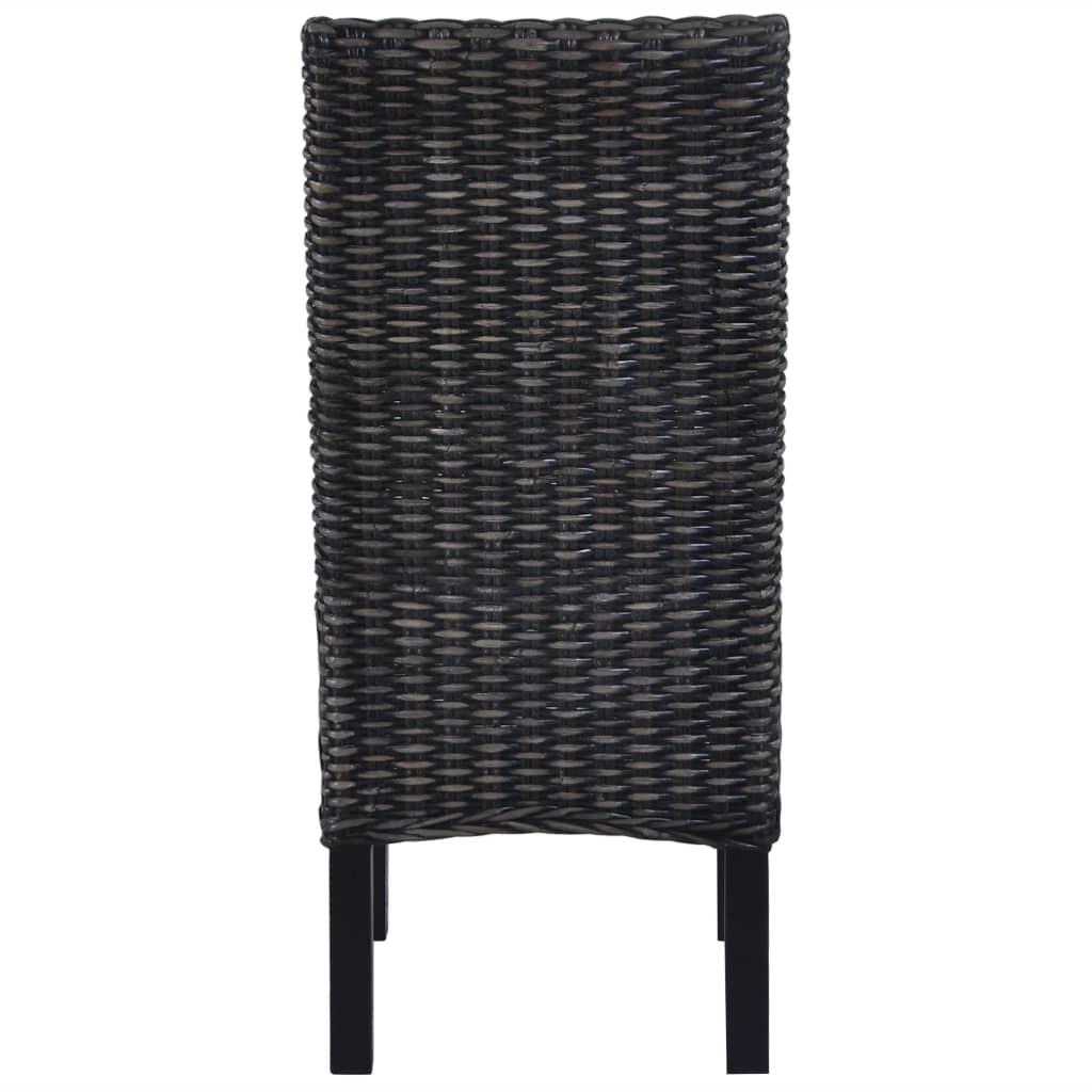vidaXL Καρέκλες Τραπεζαρίας 2 τεμ. Μαύρες από Ρατάν Kubu / Ξύλο Μάνγκο
