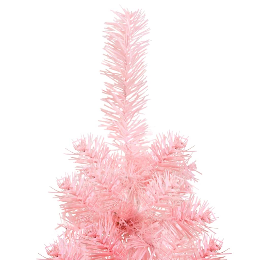 vidaXL Χριστουγεν. Δέντρο Slim Τεχνητό Μισό με Βάση Ροζ 180 εκ.