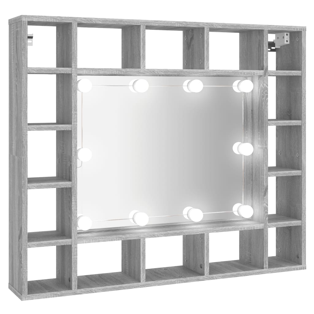 vidaXL Έπιπλο Καθρέπτη με LED Γκρι Sonoma 91x15x76,5 εκ.
