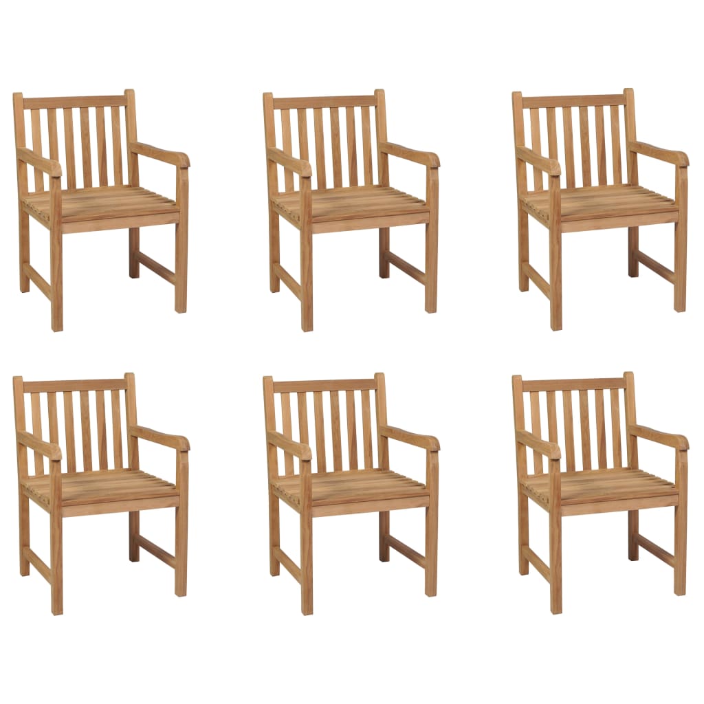 vidaXL Καρέκλες Εξωτερικού Χώρου 6 τεμ. από Μασίφ Ξύλο Teak