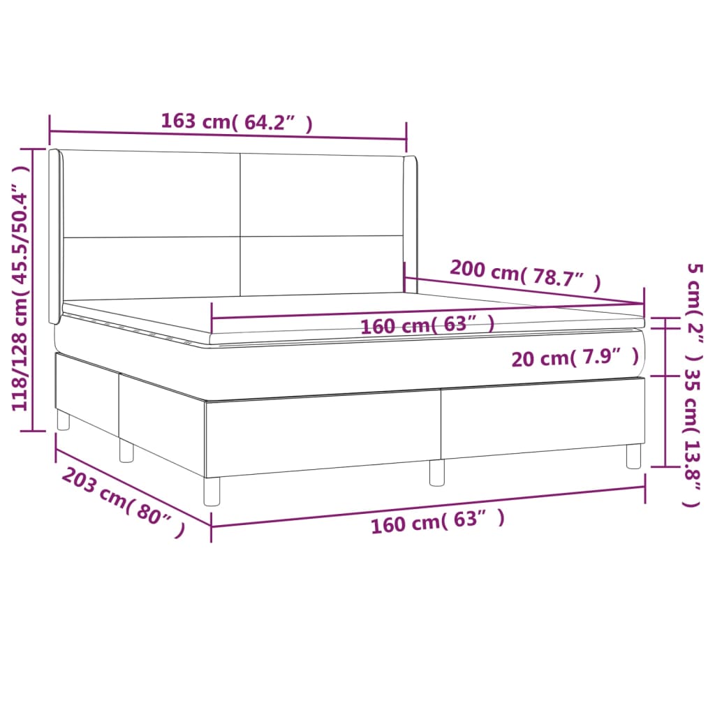 vidaXL Κρεβάτι Boxspring με Στρώμα Λευκό 160x200εκ.από Συνθετικό Δέρμα