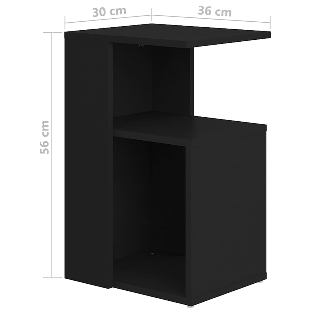 vidaXL Τραπέζι Βοηθητικό Μαύρο 36 x 30 x 56 εκ. από Μοριοσανίδα