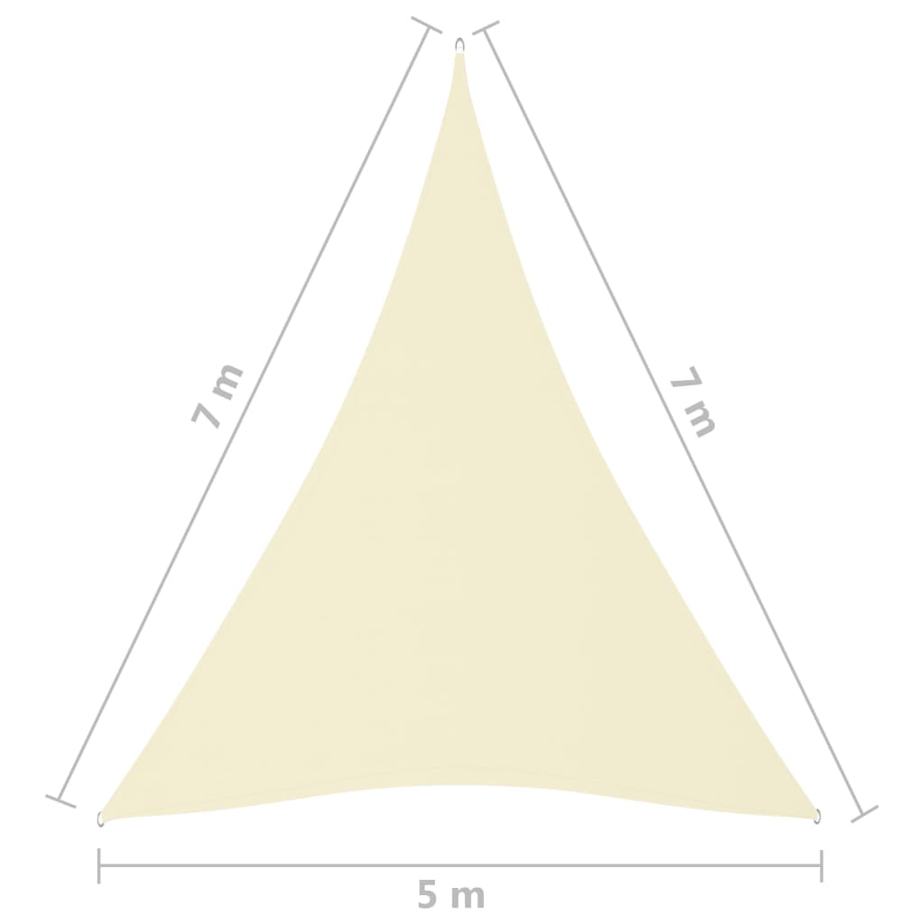 vidaXL Πανί Σκίασης Τρίγωνο Κρεμ 5 x 7 x 7 μ. από Ύφασμα Oxford