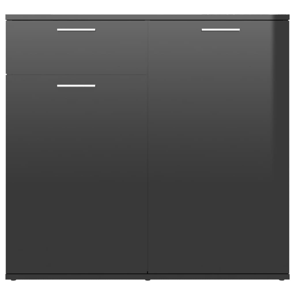 vidaXL Ντουλάπι με Συρτάρι Γυαλιστερό Μαύρο 80x36x75 εκ. Μοριοσανίδα