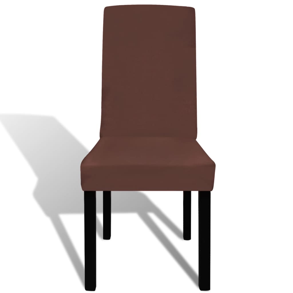 vidaXL Κάλυμμα Καρέκλας Ελαστικό Ίσιο 6 τεμ. Καφέ