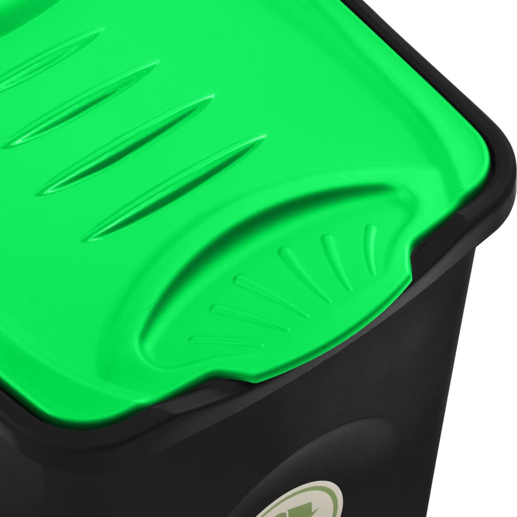 vidaXL Κάδος Απορριμμάτων με Καπάκι Μαύρο / Πράσινο 50 Λίτρα