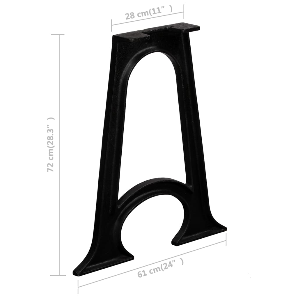 vidaXL Πόδια Τραπεζαρίας Σχήμα «A» με Αψιδωτή Βάση 2 τεμ. Χυτοσίδηρος