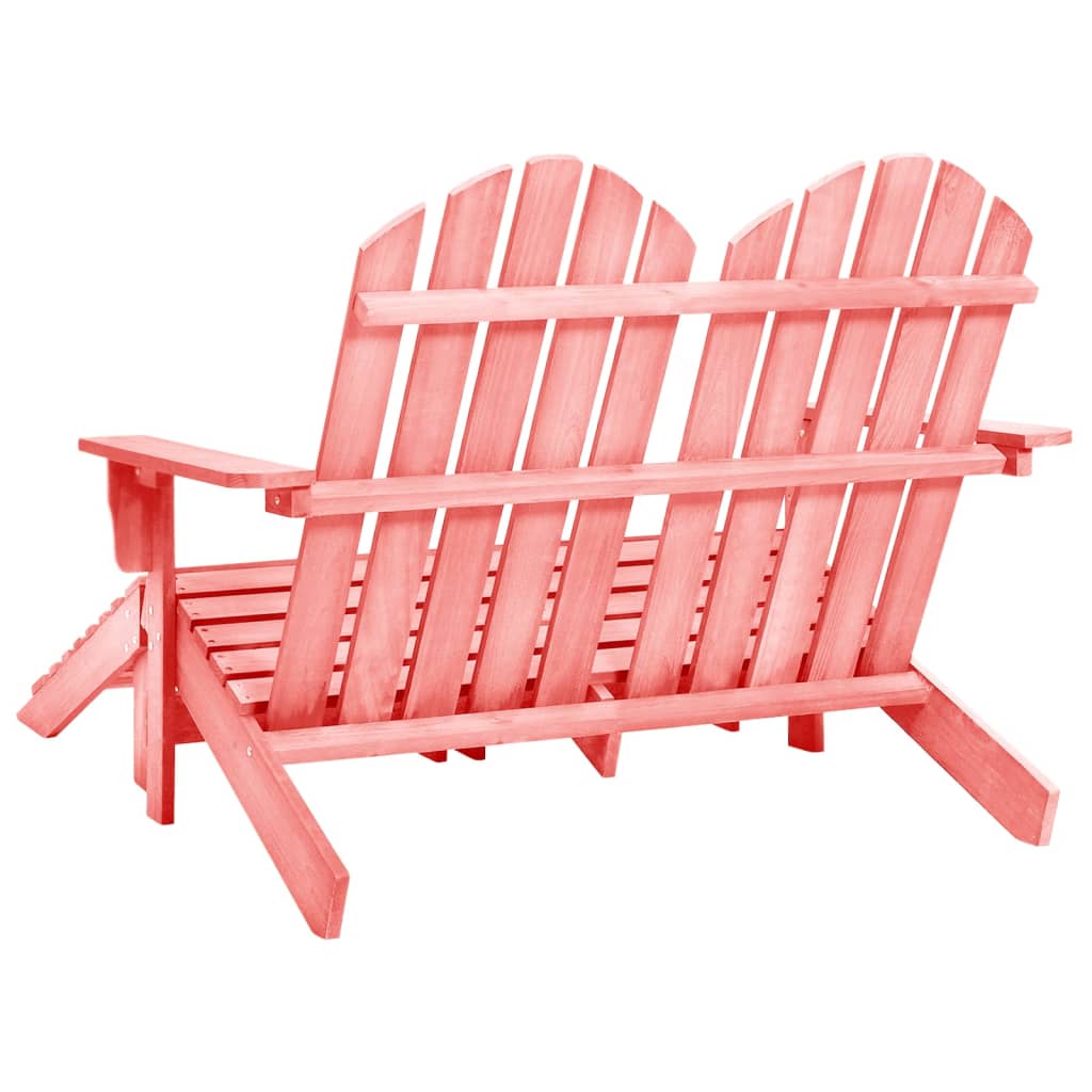 vidaXL Καρέκλα Κήπου Adirondack Διθέσια Ροζ από Ξύλο Ελάτης & Υποπόδιο