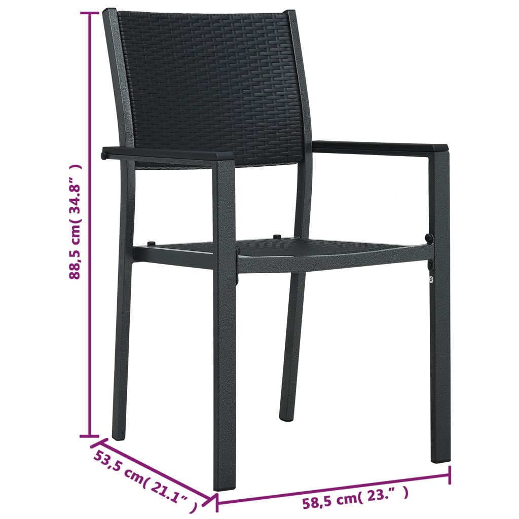 vidaXL Καρέκλες Κήπου 2 τεμ. Μαύρες με Όψη Ρατάν Πλαστικές