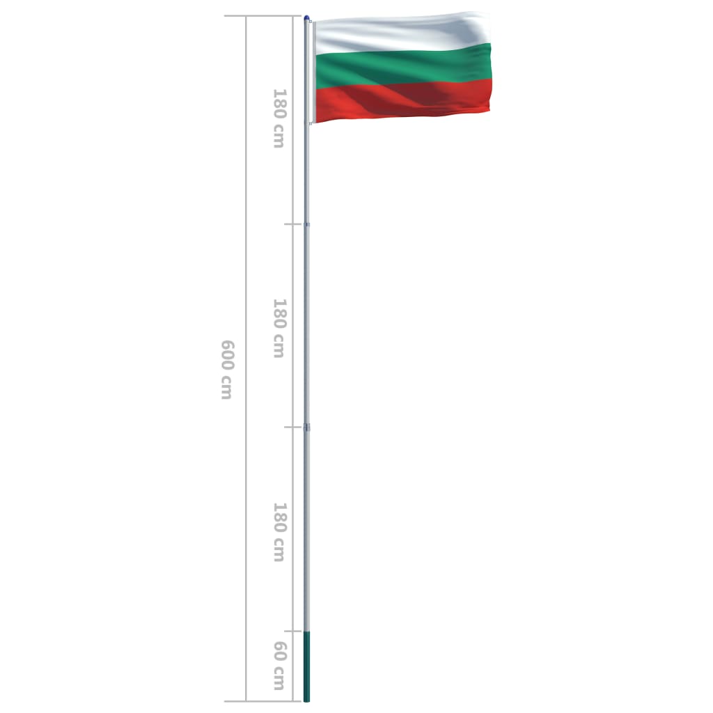 vidaXL Σημαία Βουλγαρίας 6 μ. με Ιστό Αλουμινίου