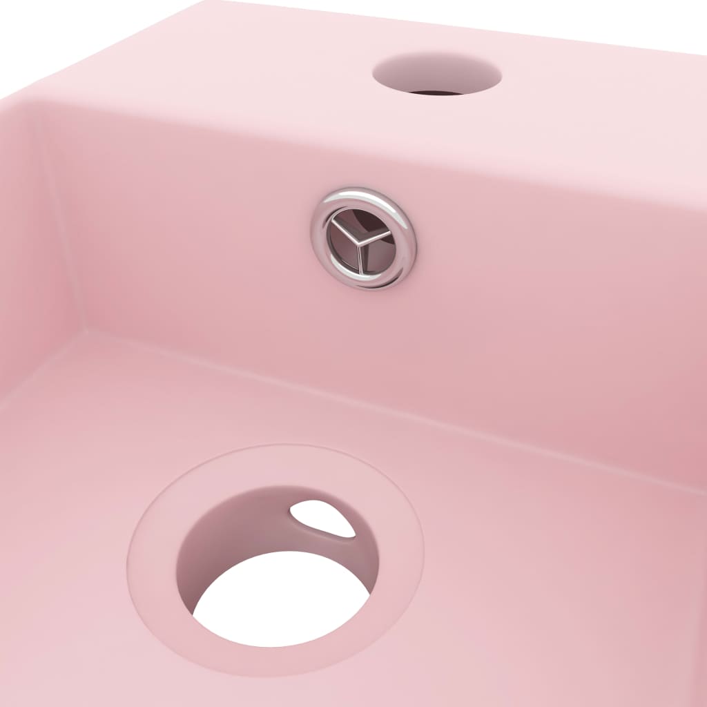 vidaXL Νιπτήρας Μπάνιου με Υπερχείλιση Ροζ Ματ Κεραμικός