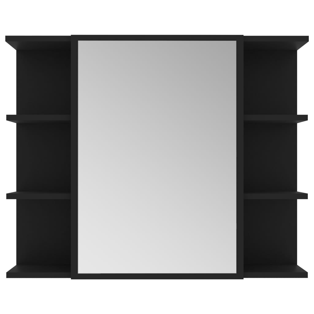 vidaXL Καθρέφτης Μπάνιου με Ντουλάπι Μαύρος 80x20,5x64 εκ. Μοριοσανίδα