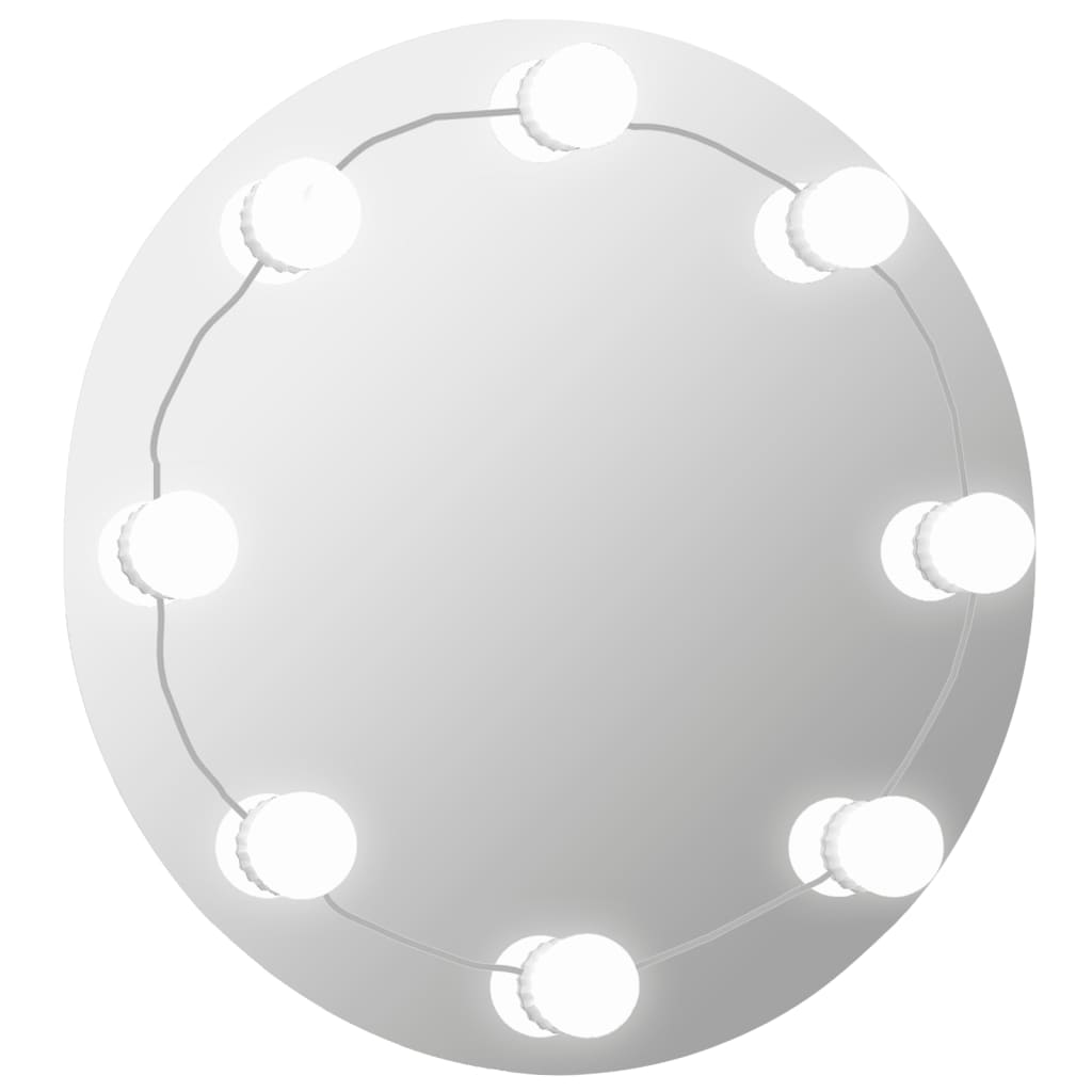 vidaXL Καθρέφτης Τοίχου Στρόγγυλος με Φωτισμό LED Γυάλ. Χωρίς Πλαίσιο