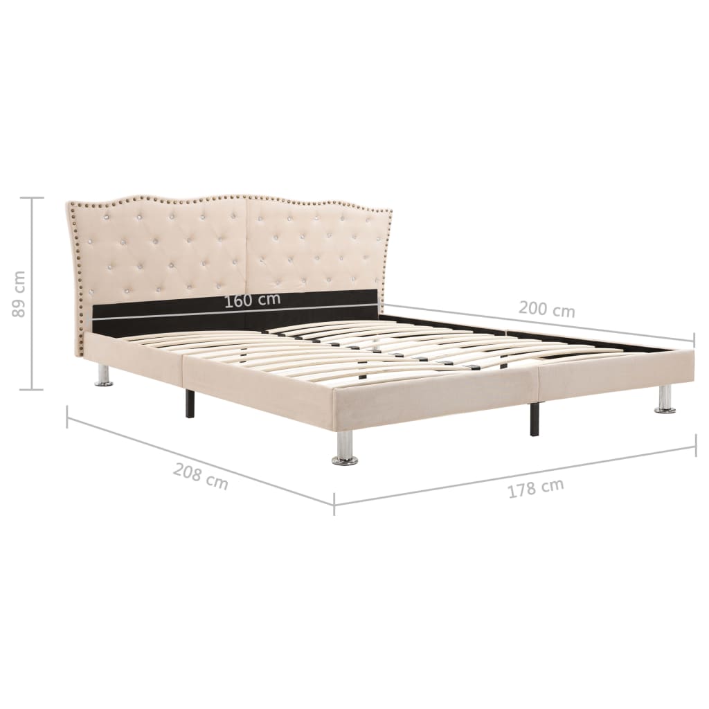 vidaXL Κρεβάτι Μπεζ 160 x 200 εκ. Υφασμάτινο με Στρώμα Αφρού Μνήμης