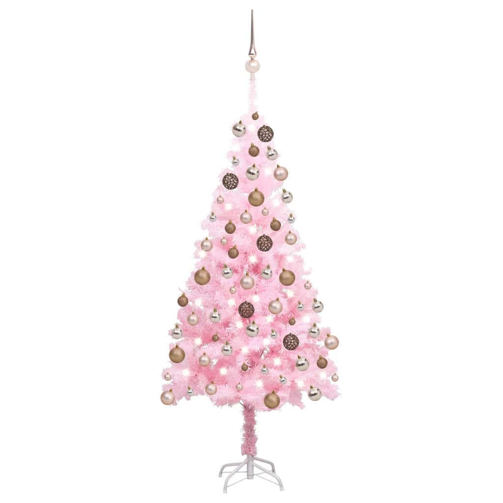 vidaXL Χριστουγεν. Δέντρο Προφωτισμένο Τεχνητό Μπάλες Ροζ 150εκ
