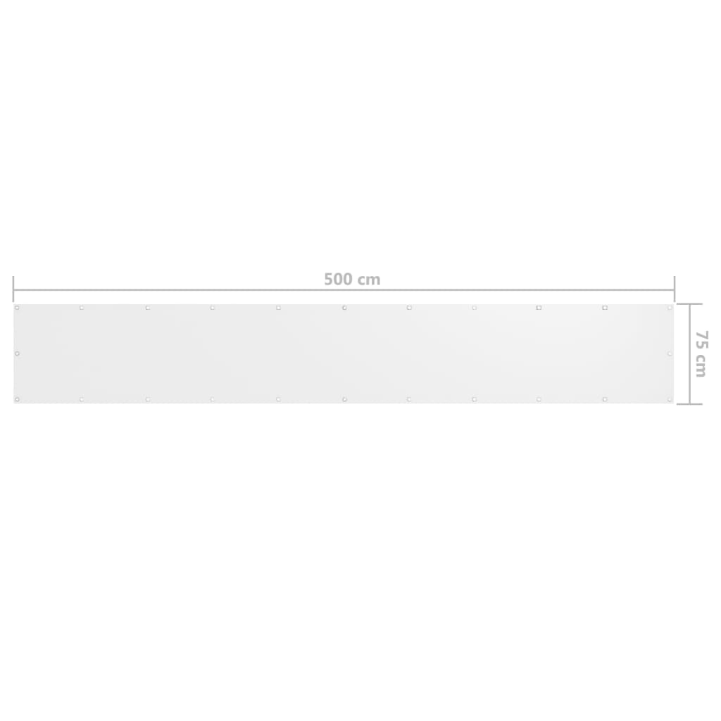 vidaXL Διαχωριστικό Βεράντας Λευκό 75 x 500 εκ. Ύφασμα Oxford