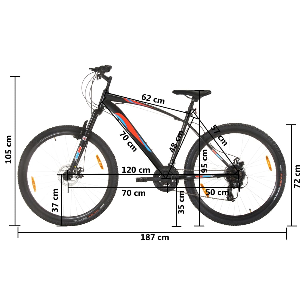 vidaXL Ποδήλατο Mountain 29'' Μαύρο με 21 Ταχύτητες & Σκελετό 48 εκ.