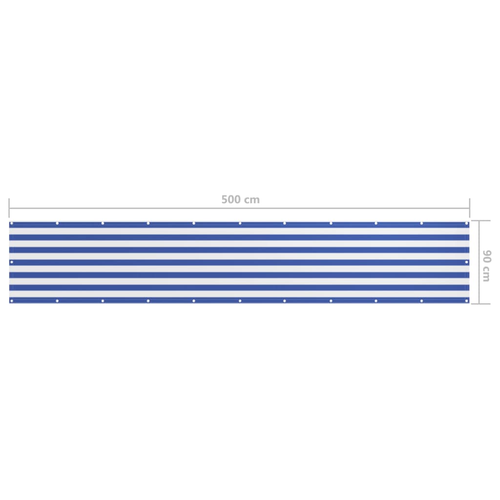 vidaXL Διαχωριστικό Βεράντας Λευκό/Μπλε 90 x 500 εκ. Ύφασμα Oxford