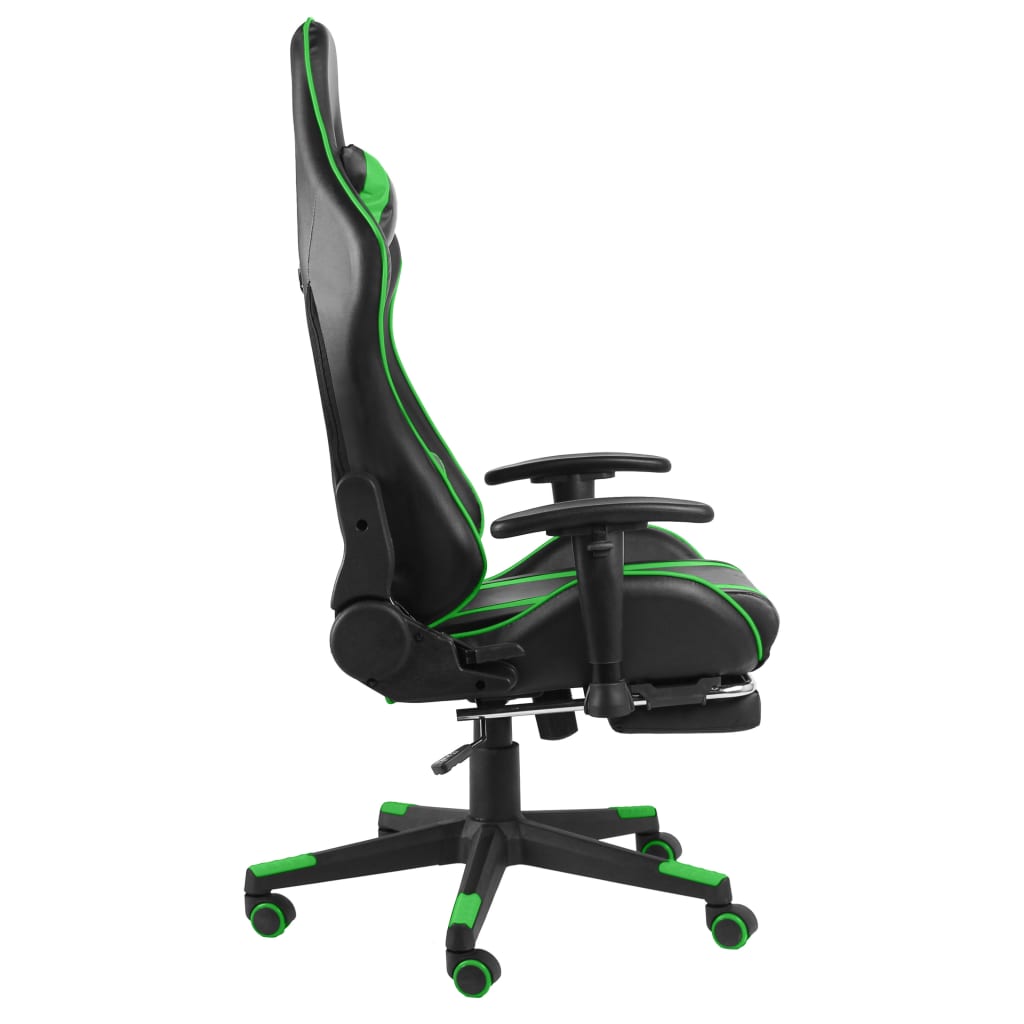 vidaXL Καρέκλα Gaming Περιστρεφόμενη με Υποπόδιο Πράσινη PVC