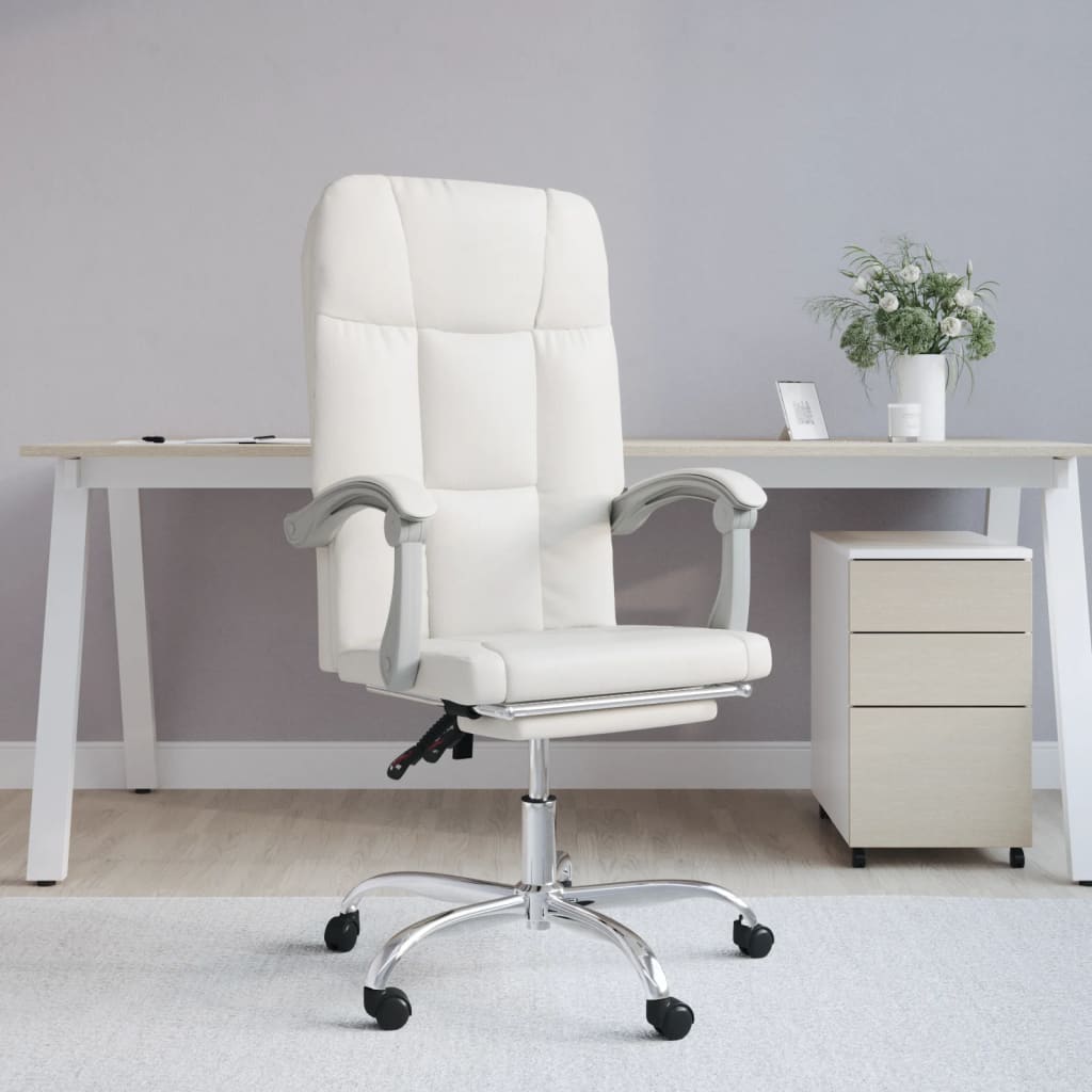 vidaXL Καρέκλα Γραφείου Ανακλινόμενη Λευκό Συνθετικό δέρμα