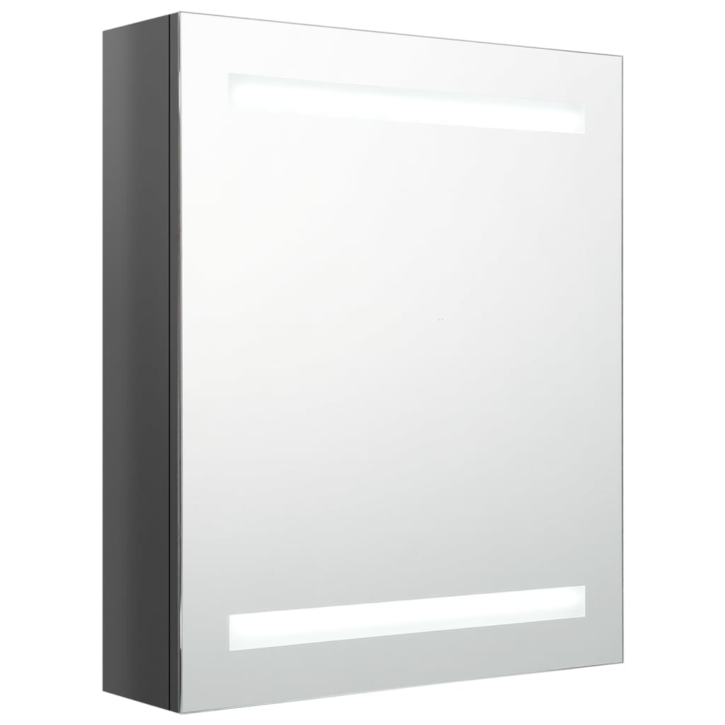 vidaXL Ντουλάπι Μπάνιου με Καθρέφτη & LED Γυαλ. Γκρι 50 x 14 x 60 εκ.