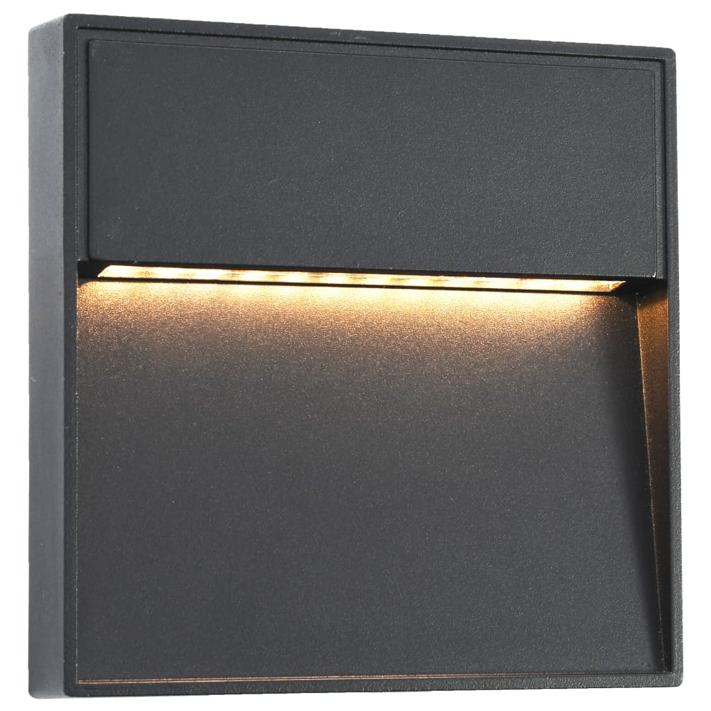 vidaXL Φωτιστικά Τοίχου LED Εξωτερικού Χώρου Τετράγωνα 2 τεμ. Μαύρα 3W