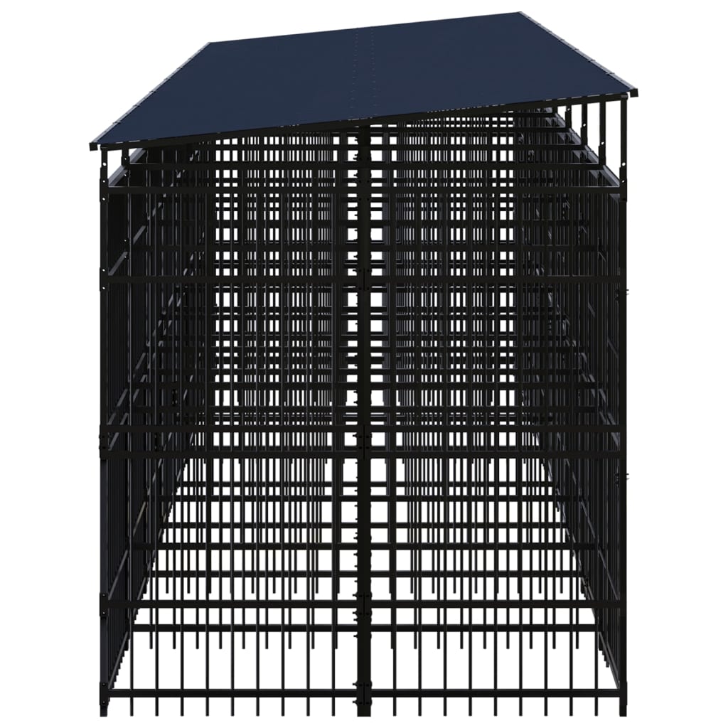 vidaXL Κλουβί Σκύλου Εξωτερικού Χώρου με Οροφή 14,75 μ² από Ατσάλι