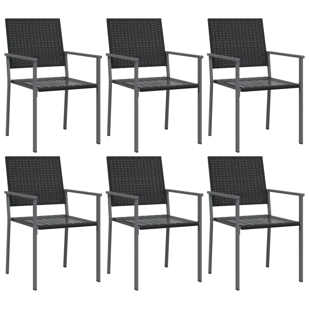 vidaXL Καρέκλες Κήπου 6 τεμ. Μαύρες 54x62,5x89 εκ. από Συνθετικό Ρατάν