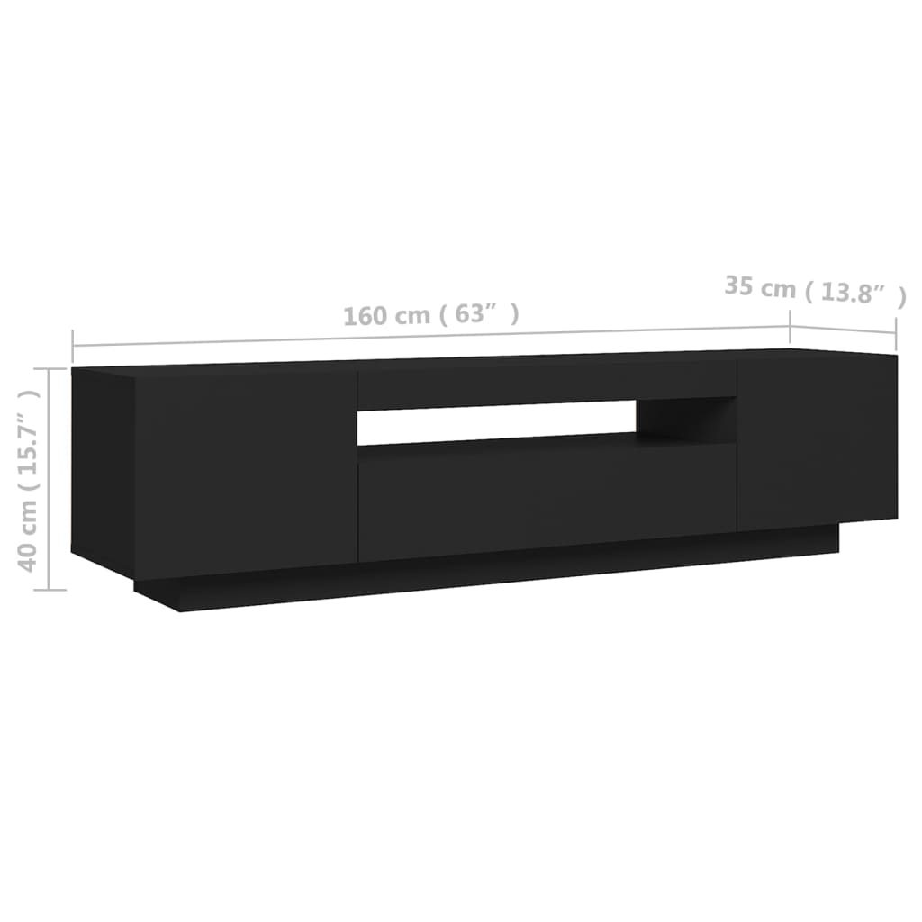 vidaXL Έπιπλο Τηλεόρασης με LED Μαύρο 160 x 35 x 40 εκ.