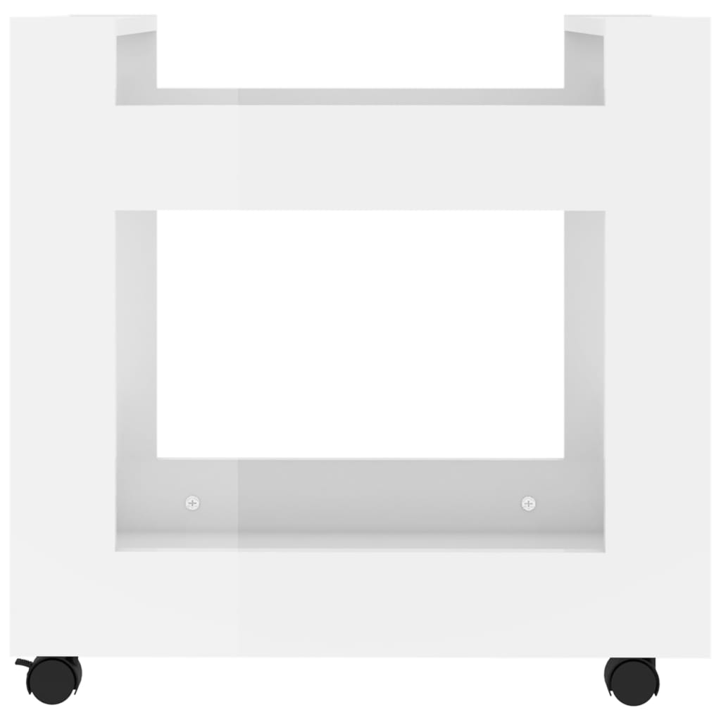 vidaXL Τρόλεϊ Γραφείου Γυαλ. Λευκό 60x45x60 εκ. από Επεξεργασμένο Ξύλο