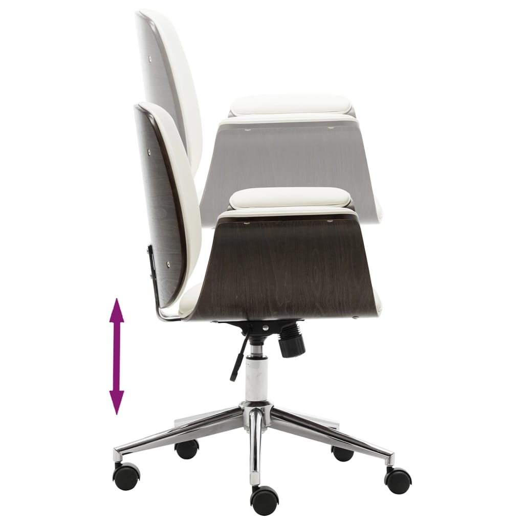 vidaXL Καρέκλα Γραφείου Λευκή από Λυγισμένο Ξύλο και Συνθετικό Δέρμα