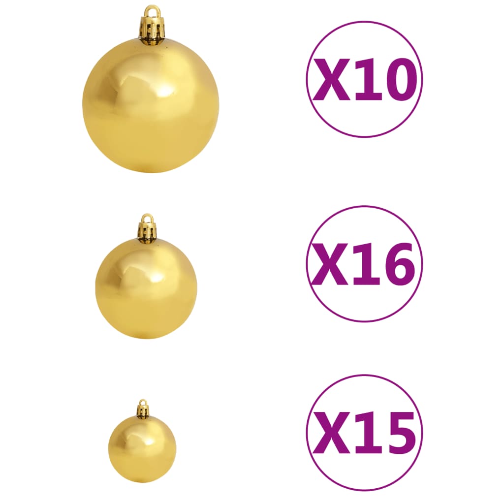 vidaXL Χριστουγεν. Μπάλες Σετ 120 τεμ με Κορυφή & 300LED Χρυσό/Μπρονζέ