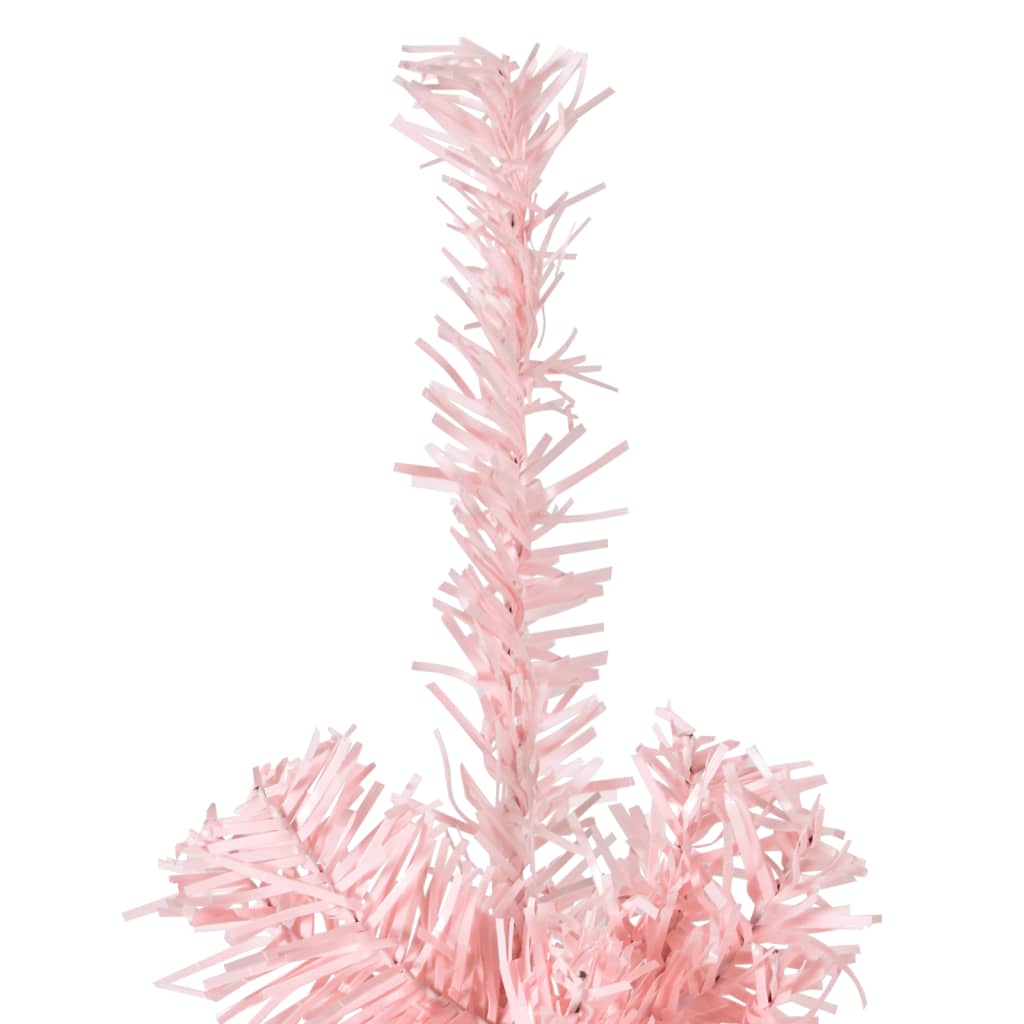 vidaXL Χριστουγεν. Δέντρο Slim Τεχνητό Μισό με Βάση Ροζ 210 εκ.