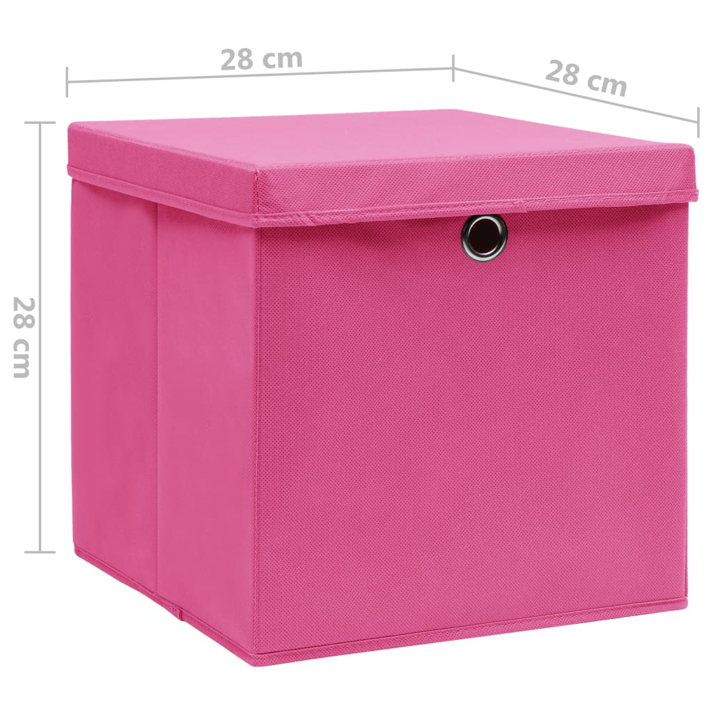 vidaXL Κουτιά Αποθήκευσης με Καπάκια 4 τεμ. Ροζ 28 x 28 x 28 εκ.