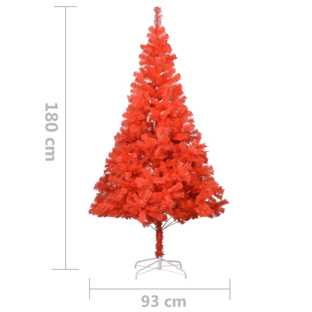 vidaXL Χριστουγεν Δέντρο Προφωτισμένο Τεχνητό Μπάλες Κόκκινο 180εκ PVC