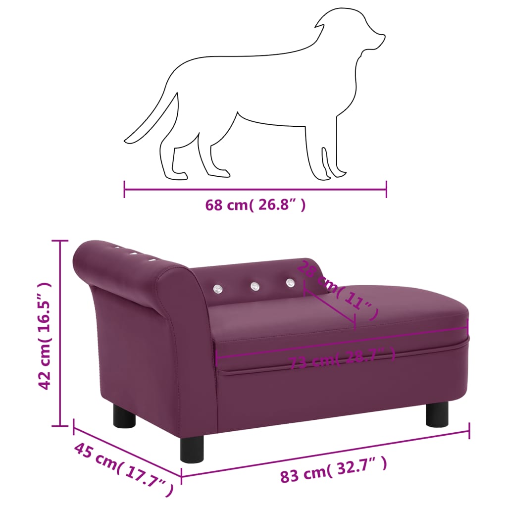 vidaXL Καναπές-Κρεβάτι Σκύλου Μπορντό 83x45x42 εκ. από Συνθετικό Δέρμα