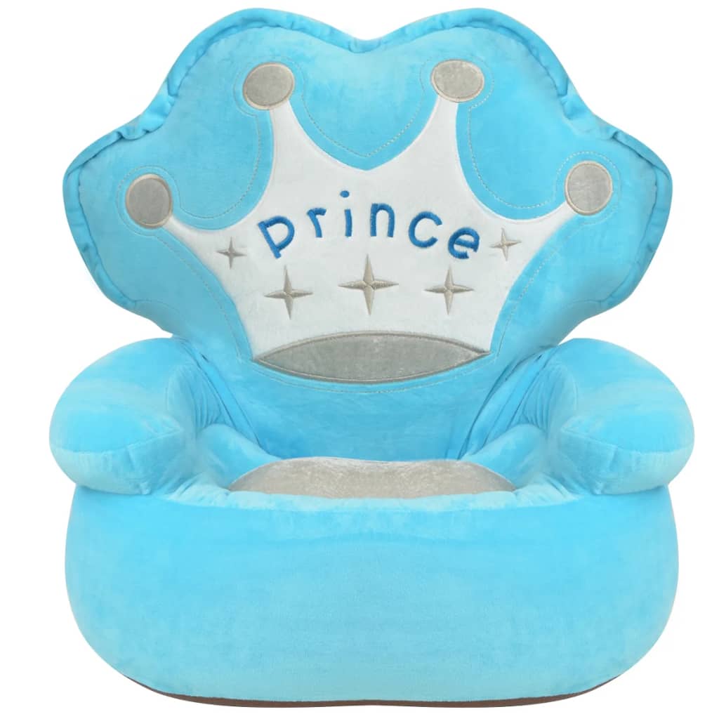 vidaXL Πολυθρόνα Παιδική «Πρίγκιπας» Μπλε Λούτρινη