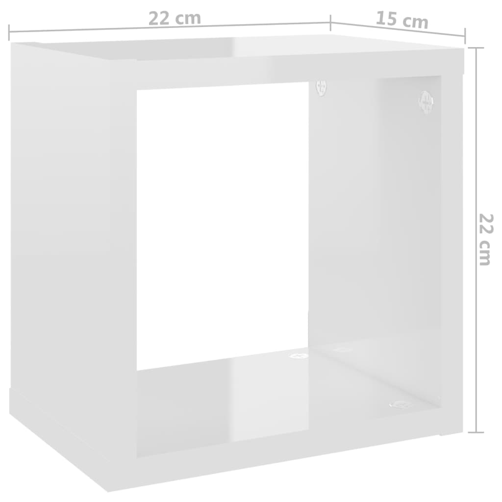 vidaXL Ράφια Κύβοι Τοίχου 4 τεμ. Γυαλιστερό Λευκό 22 x 15 x 22 εκ.