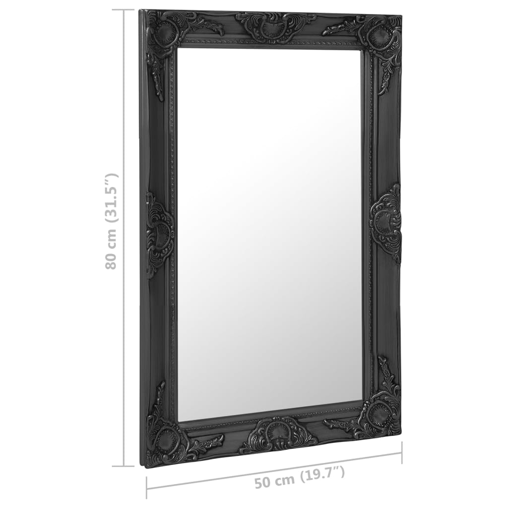 vidaXL Καθρέφτης Τοίχου με Μπαρόκ Στιλ Μαύρος 50 x 80 εκ.
