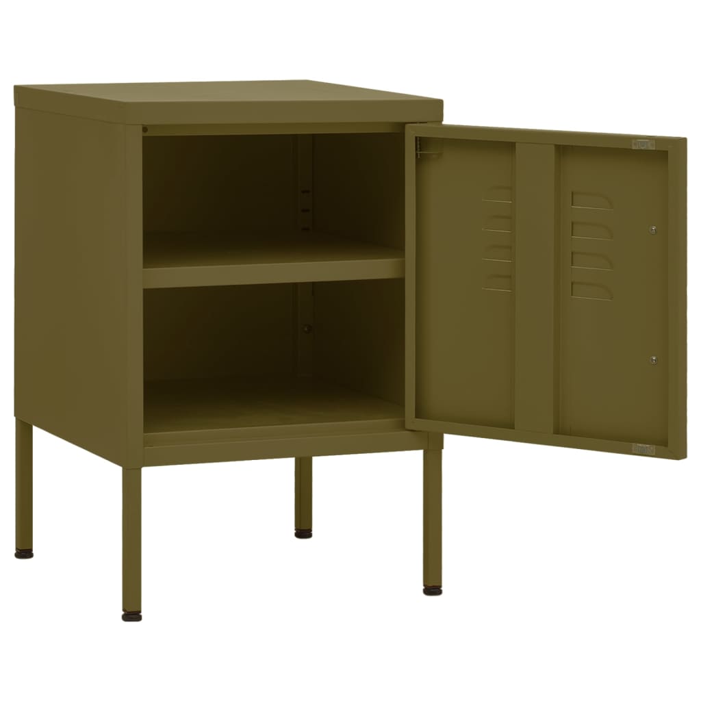 vidaXL Κομοδίνο Πράσινο Λαδί 35 x 35 x 51 εκ. από Ατσάλι