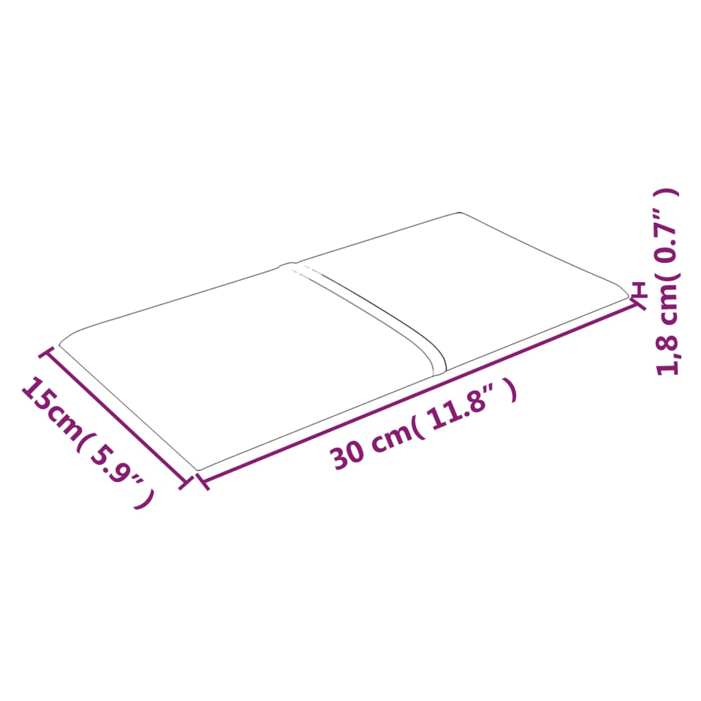 vidaXL Πάνελ Τοίχου 12 τεμ. Μπορντό 30 x 15 εκ. 0,54 μ² Υφασμάτινα