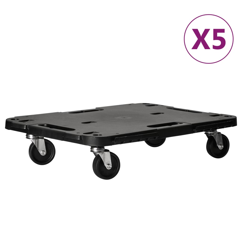 vidaXL Τρόλεϊ Μεταφοράς 5 Τεμ. Μαύρα 58 x 38 x 12 εκ. Πολυπροπυλένιο