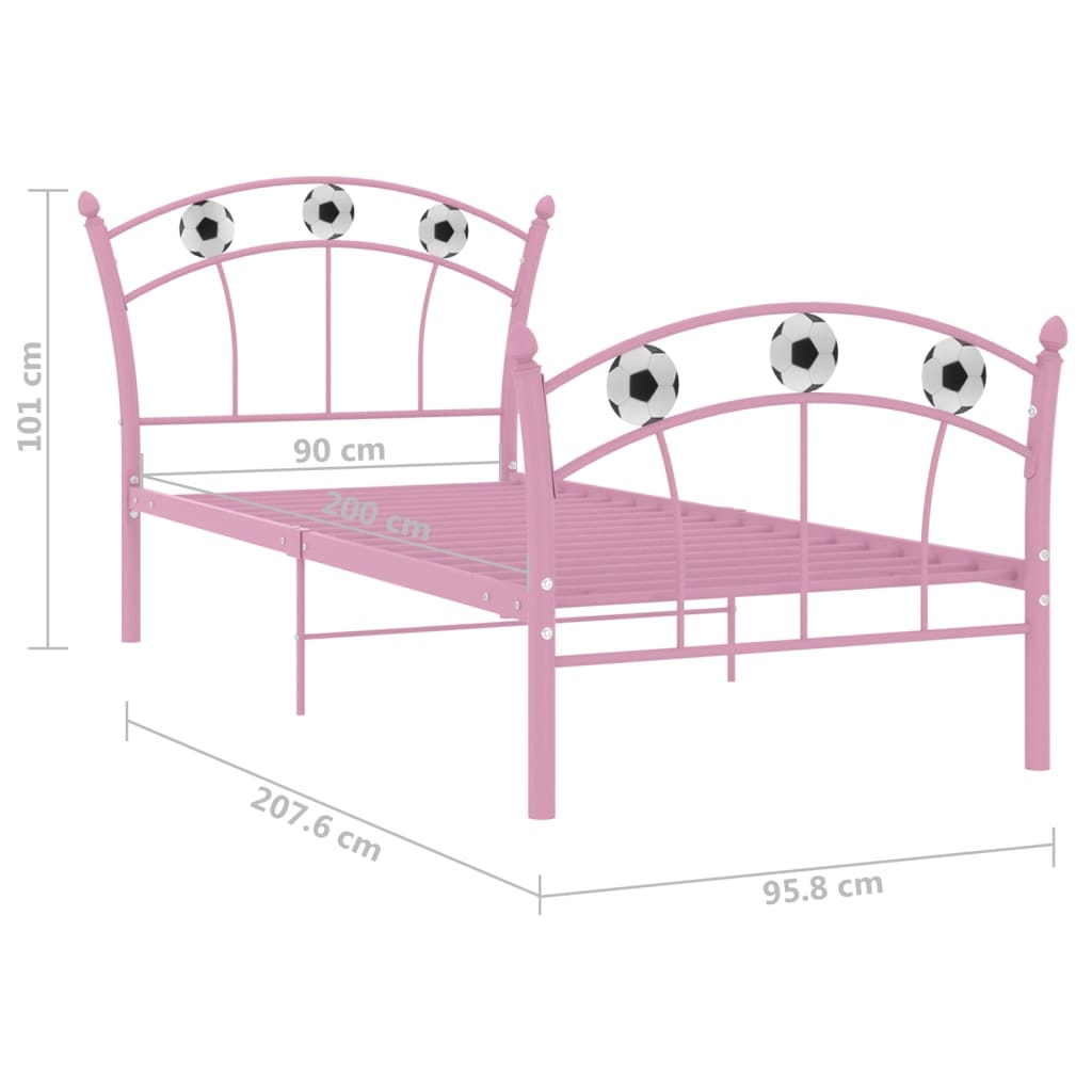 vidaXL Πλαίσιο Κρεβατιού Με Σχέδιο Μπάλα Ροζ 90 x 200 εκ. Μεταλλικό